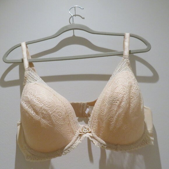 CHANTELLE Festivité Lace Plunge Bra in Nude Blush - Size 36DD - Picture 6 of 12